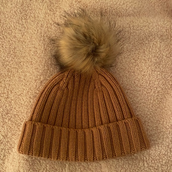 New With Tags - J.CREW Ribbed pom-pom beanie - tan color